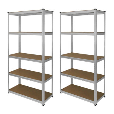 2 Garage Shelving Units 5 Tier Industrial Heavy Duty Steel Shelves