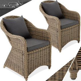 2 Garden chairs in luxury rattan with cushions - nature