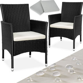 2 garden chairs rattan + 4 seat covers model 1 - black/beige