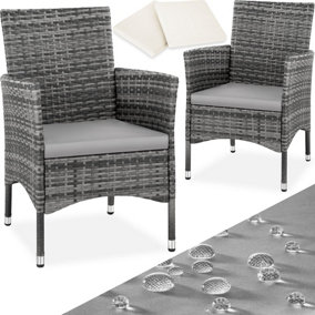 2 garden chairs rattan + 4 seat covers model 1 - grey/light grey