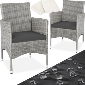 2 garden chairs rattan + 4 seat covers model 1 - light grey/cream