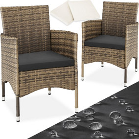 2 garden chairs rattan + 4 seat covers model 1 - nature/dark grey