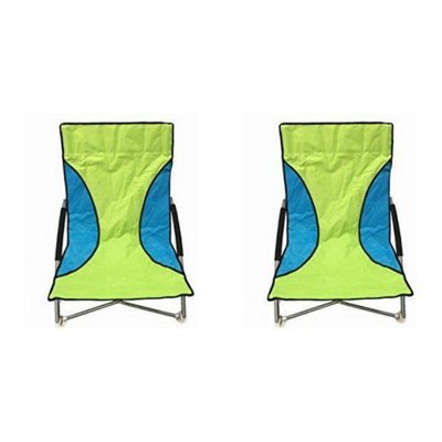 2 Green Nalu Folding Low Seat Beach Chairs