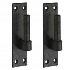2 Heavy Duty Gate Hooks for Band Gate Hinge Brackets 12mm Pin Black