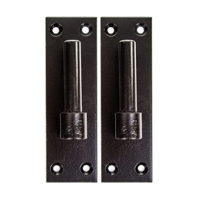 2 Heavy Duty Gate Hooks for Band Gate Hinge Brackets 16mm Pin Black