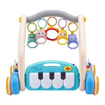 2-in-1 Baby Play Mat and Walker with Musical Keyboard Blue - 3