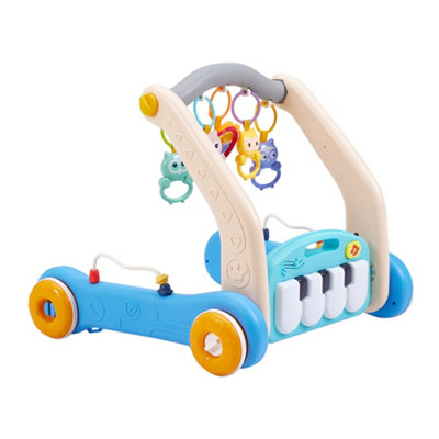 2-in-1 Baby Play Mat and Walker with Musical Keyboard Blue - 4