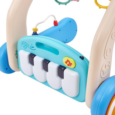 2-in-1 Baby Play Mat and Walker with Musical Keyboard Blue - 7