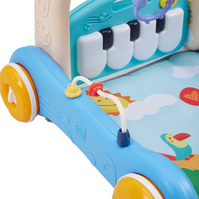 2-in-1 Baby Play Mat and Walker with Musical Keyboard Blue - 8