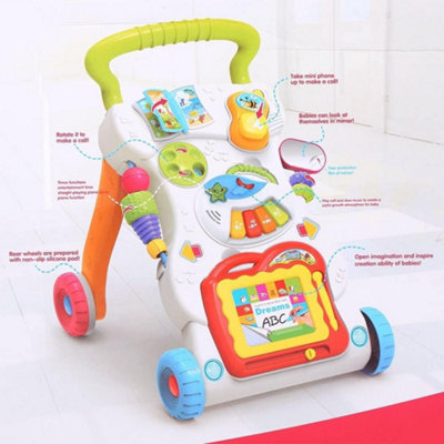 2 in 1 Baby Walker Table Musical Walker Pull Twist Toys My First Walker