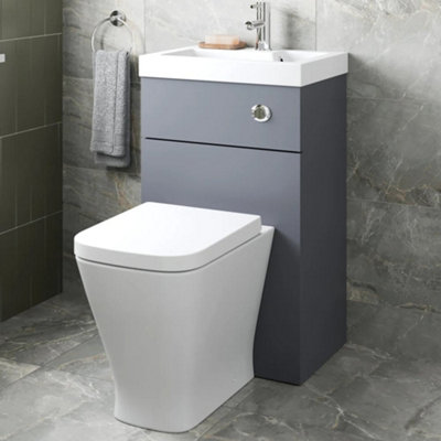 2 in 1 Back to Wall BTW Toilet Basin Combi Unit 500mm Bathroom Modern ...
