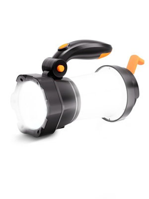 2 in 1 Black LED Camping Lantern Flashlight, Hand Crank Rechargeable, 3 ...