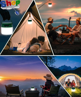 LED Camping Lantern 2 Pack 1000LM Solar Rechargeable Emergency Lights IPX5