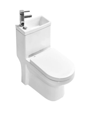 2 in 1 Close Coupled Toilet with Sink on Top Basin Tap Cloakroom Space Saving WC