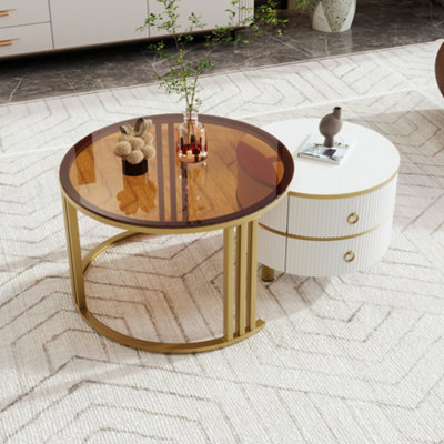 2-in-1 Coffee Table with Side Table
