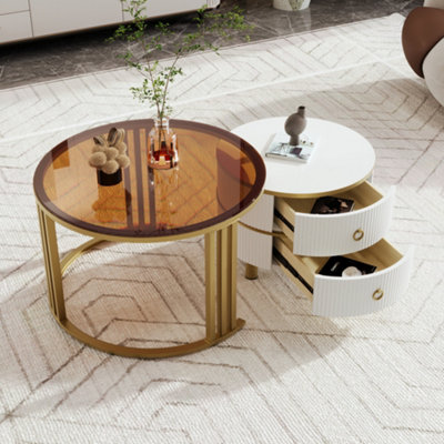 2-in-1 Coffee Table with Side Table