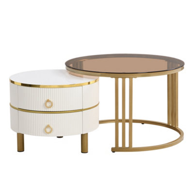 2-in-1 Coffee Table with Side Table