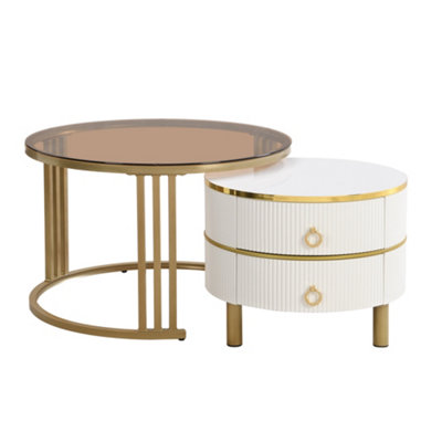 2-in-1 Coffee Table with Side Table