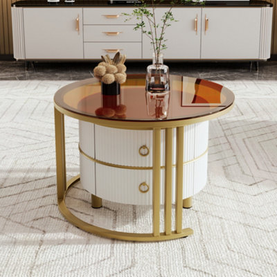 2-in-1 Coffee Table with Side Table