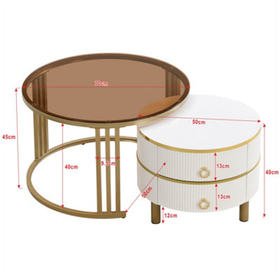 2-in-1 Coffee Table with Side Table