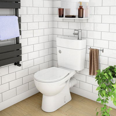 2 in 1 Compact Basin and Close Couple Toilet Combo Space Saver DIY at B&Q