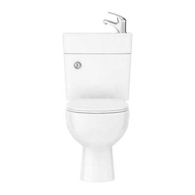 2 in 1 Compact Close Couple Toilet and Basin Combo Space Saver Tap and Waste Set - 3