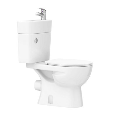 2 in 1 Compact Close Couple Toilet and Basin Combo Space Saver Tap and Waste Set - 4