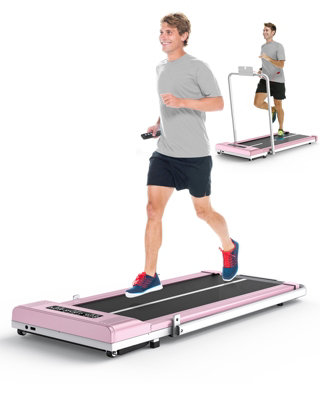 2-in-1 Electric Treadmill Under Desk Walking Pad with Bluetooth& Remote Control(Pink)