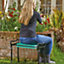 2-in-1 Folding Garden Kneeler or Seat - Foldable Garden or DIY Kneeling Tool with Metal Frame - Open Measures H49 x W60 x D27cm