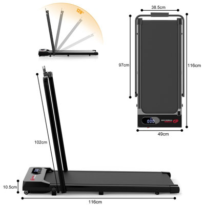 in Folding Treadmill 1-6KM/H for Home Office-Black