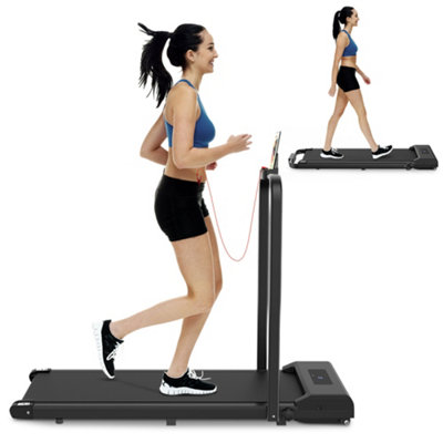 2 in 1 Folding Treadmill Under Desk Electric Treadmill Walking and Jogging for Home Office Black