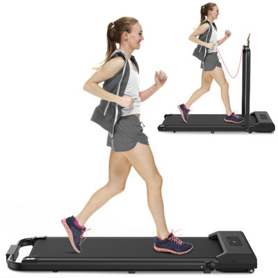 2 in 1 Folding Treadmill with Side Handrails Walking Running Machine ...