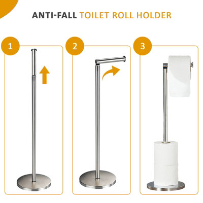 2 In 1 Free Standing Chrome Frame Bathroom Toilet 4 Paper Roll Holder — free download