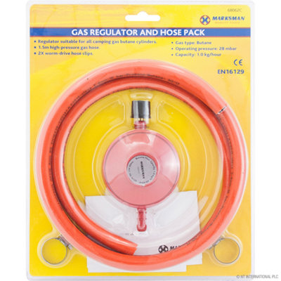 Calor Gas Campingaz Regulator Kit - 29mbar Regulator, 2m Hose & Clips For 901, 904, 907 Cylinders