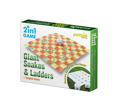 2 In 1 Giant Snakes and Ladders & Tangled Twister Game - Perfect For Outdoor Fun Parties BBQs - With 2 Giant Inflatable