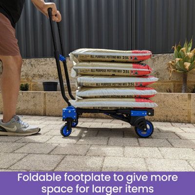 2 in 1 Hand Sack Truck Trolley Folding Platform Cart Dolly Heavy Duty Sack Barrow 120kg
