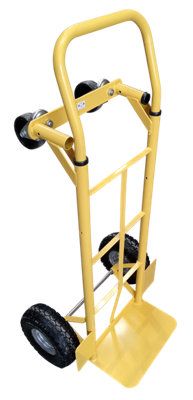 2-in-1 Heavy Duty Sack Truck with Puncture-Proof Wheels, 250kg Capacity, Dual Positioning, Yellow