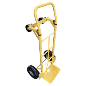 2-in-1 Heavy Duty Sack Truck with Puncture-Proof Wheels, 250kg Capacity, Dual Positioning, Yellow