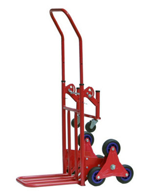 2-in-1 Heavy-Duty Stair Climber & Platform Sack Truck, 150kg/200kg Capacity, Steel Frame, Red