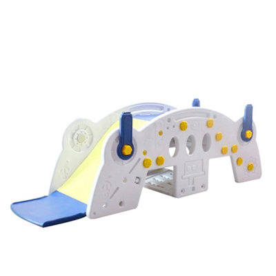 2 in 1 Kids Children Toddler Slide Set&Seesaw&Desk Play Set with Basketball Hoop W 1800 x D 460 x H 620 mm