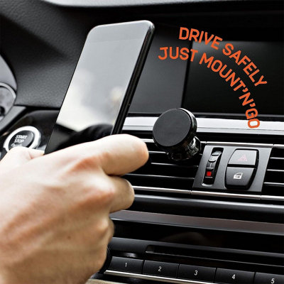 2 in 1 Magnetic Car Mount - Air Vent or Dash Mounted Tiltable Mobile Cell Phone Holder with Universal Compatibility & 360 Rotation
