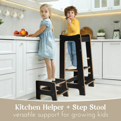 2-in-1 Modern Montessori Learning Tower with Extra Step Stool ...