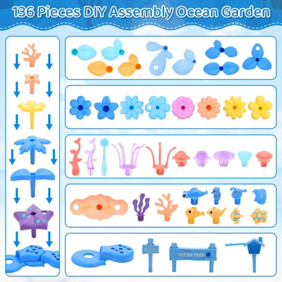 2 IN 1 OCEAN WORLD FLOWER GARDEN BUILDING TOYS 136 PCS STEM