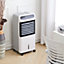 2 in 1 Portable Freestanding  Electric Fan Heater White Fan Air Cooler and Fan Heater,Upper Half Air Heater Outlet