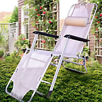 2 in 1 Reclining Gravity Chair and Lay Flat Sun lounger- Grey