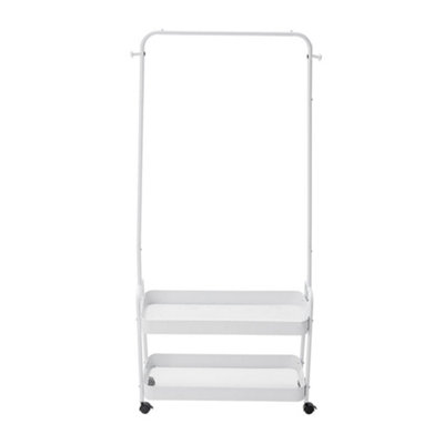 2 In 1 Rolling Garment Rack with 2 Tier Metal Basket Clothing Rack on Wheels for Bedroom - 3