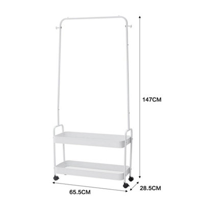 2 In 1 Rolling Garment Rack with 2 Tier Metal Basket Clothing Rack on Wheels for Bedroom - 7