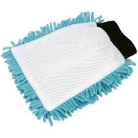 2-in-1 Shaggy Microfibre Mitt - Non-Abrasive Mesh Cloth - Car Cleaning Aid