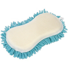 2-in-1 Shaggy Microfibre Sponge - Non-Abrasive Mesh Cloth - Car Cleaning Aid