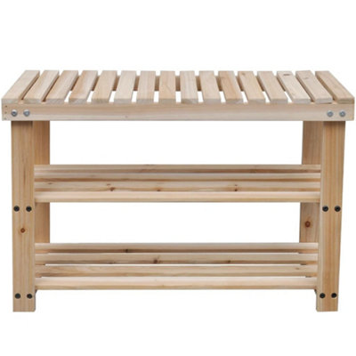 2-in-1 Shoe Rack with Bench Top 2 pcs Solid Wood - 3